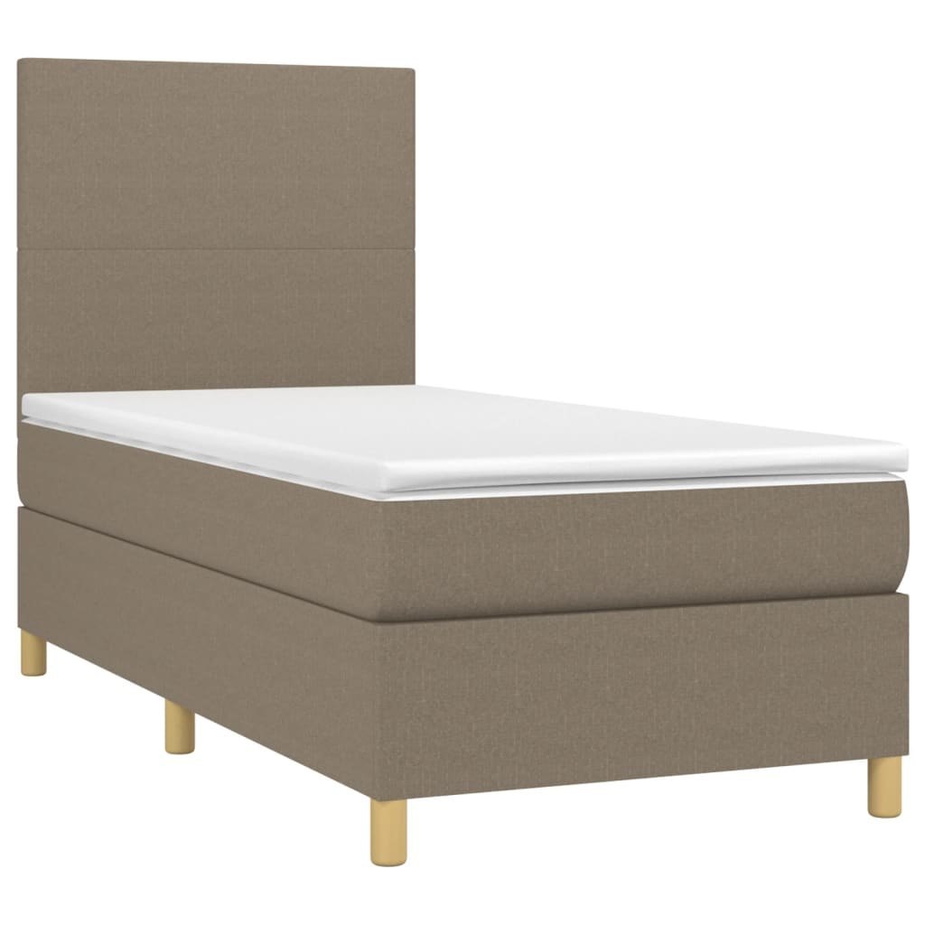Łóżko kontynentalne z materacem, taupe, 90x200 cm, tkanina Lumarko!