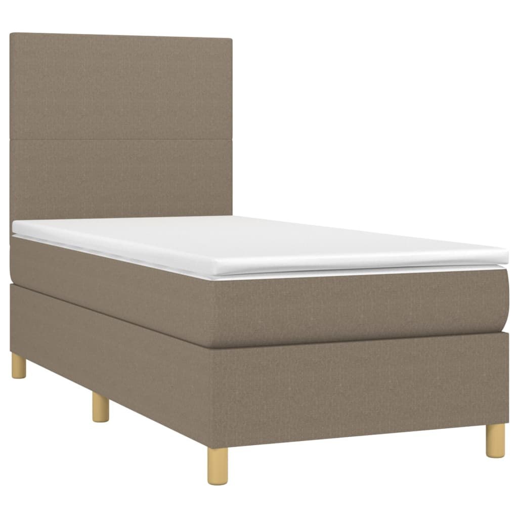 Łóżko kontynentalne z materacem, taupe, 100x200 cm, tkanina Lumarko!