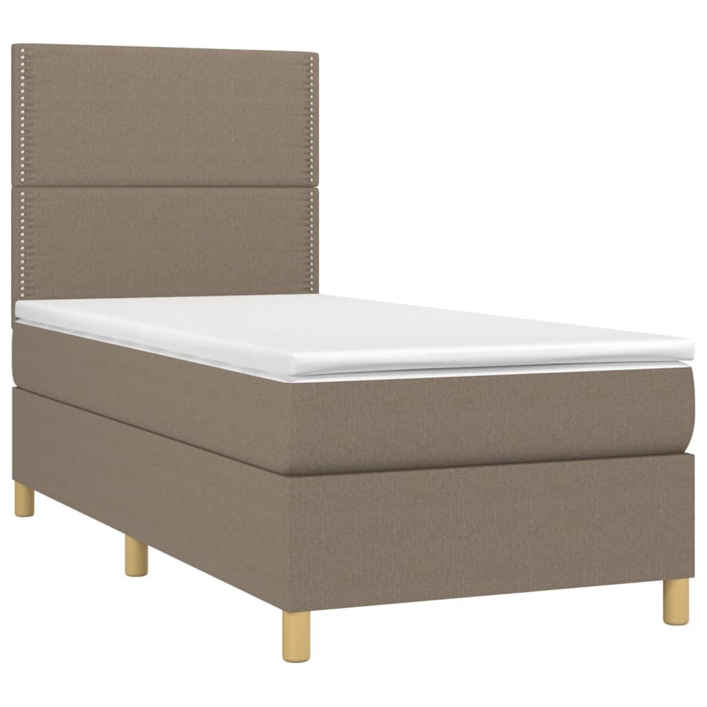 Łóżko kontynentalne z materacem, taupe, 90x200 cm, tkanina Lumarko!