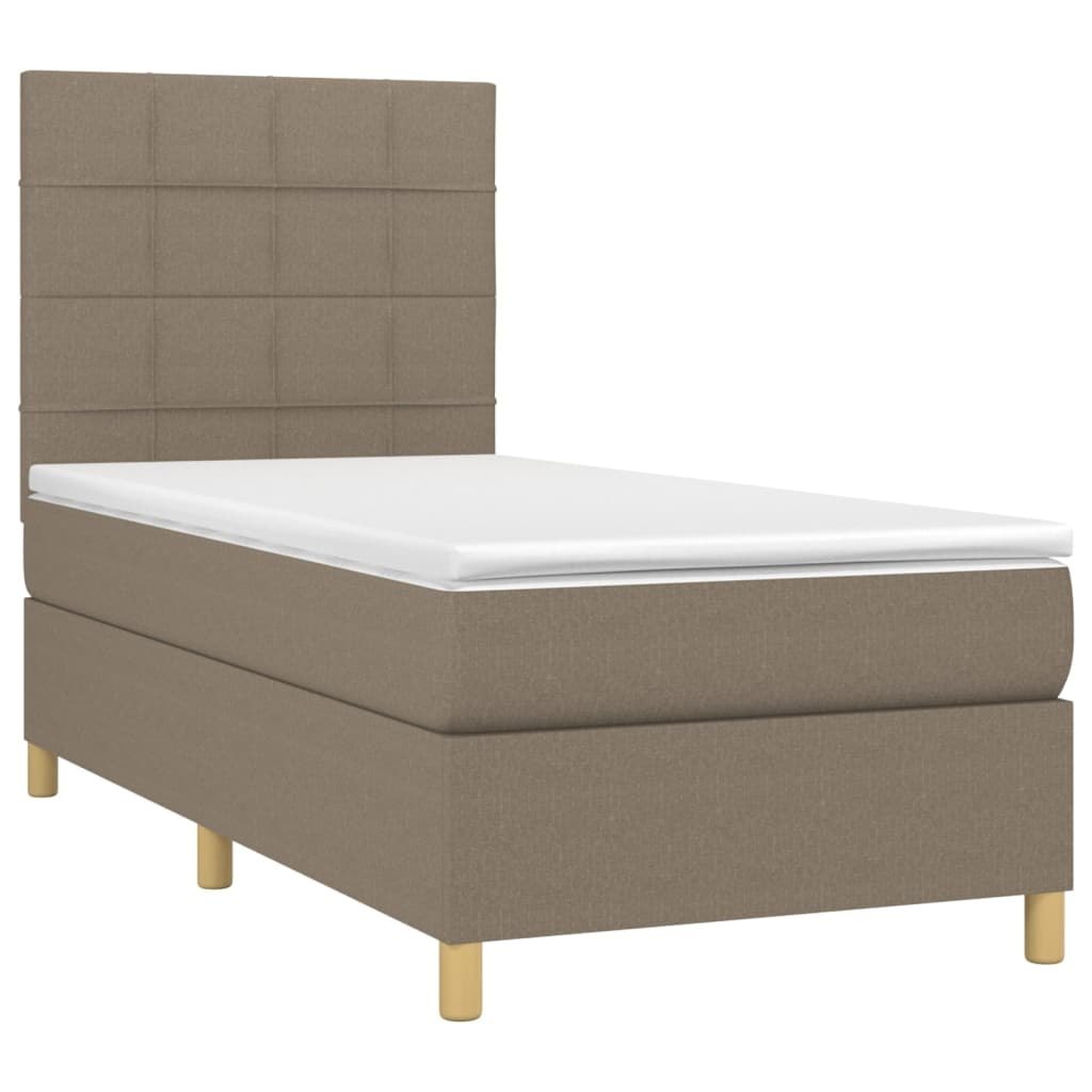 Łóżko kontynentalne z materacem, taupe, 90x190 cm, tkanina Lumarko!