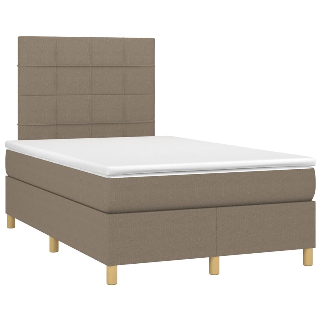 Łóżko kontynentalne z materacem, taupe, 120x200 cm, tkanina Lumarko!