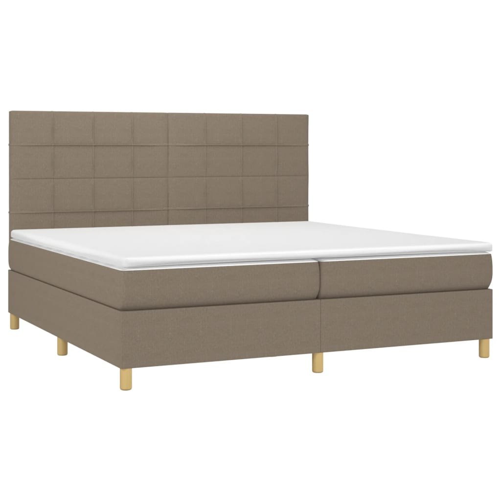 Łóżko kontynentalne z materacem, taupe, 200 x 200 cm, tkanina Lumarko!
