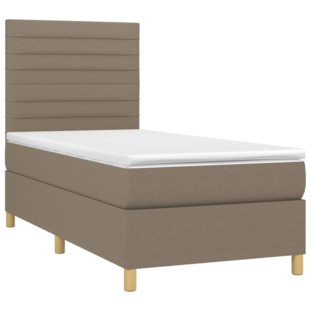 Łóżko kontynentalne z materacem, taupe, 90x200 cm, tkanina Lumarko!