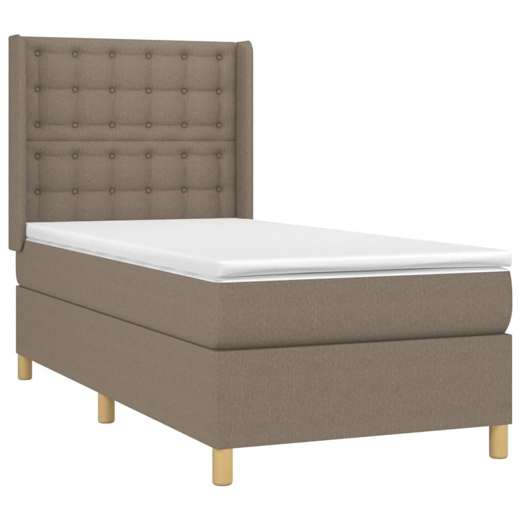 Łóżko kontynentalne z materacem, taupe, 80x200 cm, tkanina Lumarko!