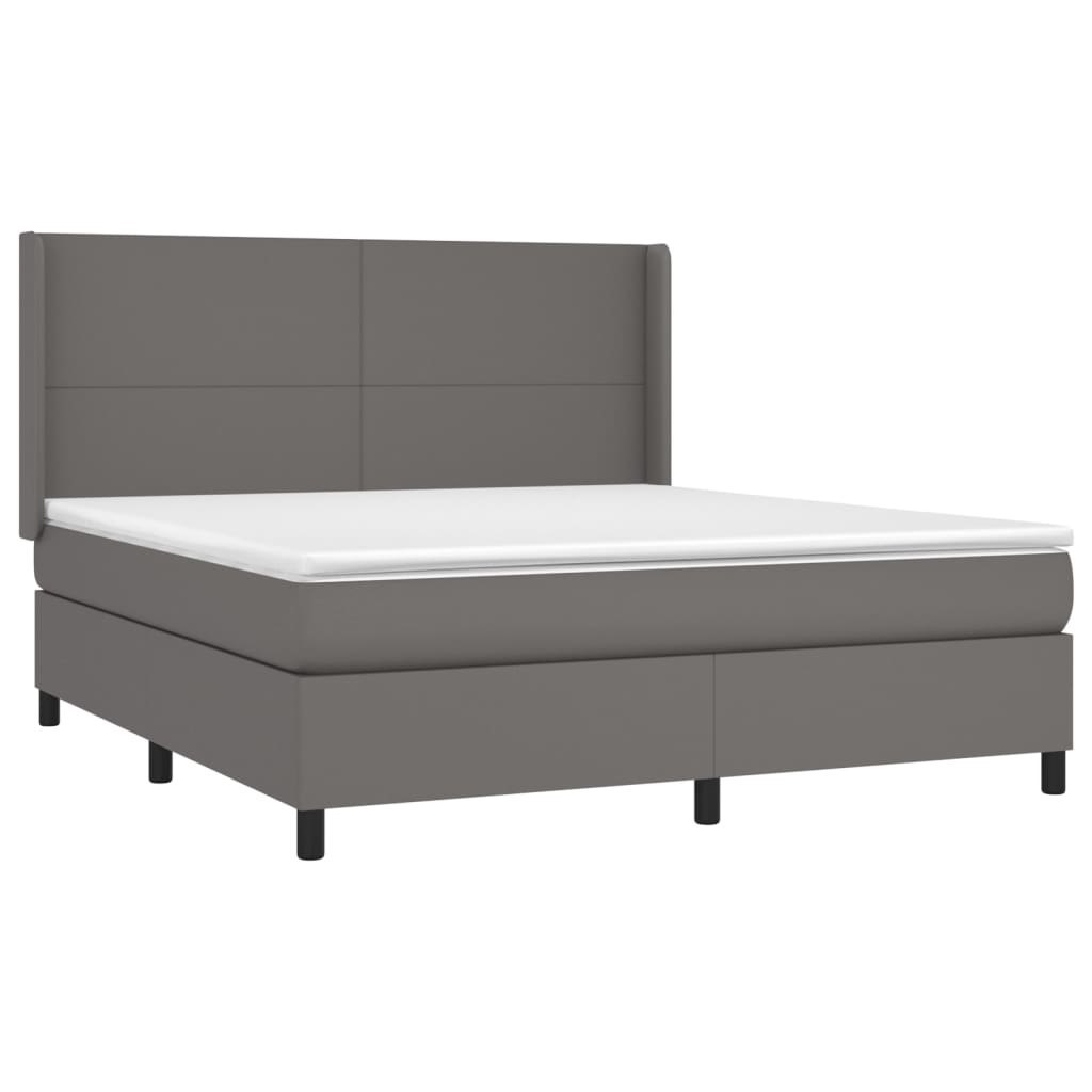 Łóżko kontynentalne z materacem i LED, szara ekoskóra 160x200cm Lumarko!