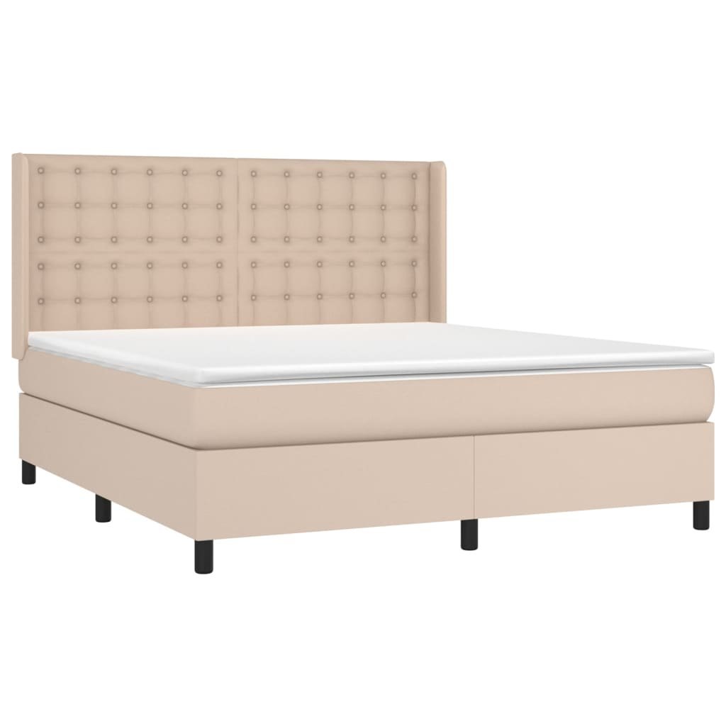 Łóżko kontynentalne, materac i LED cappuccino 160x200 cm Lumarko!