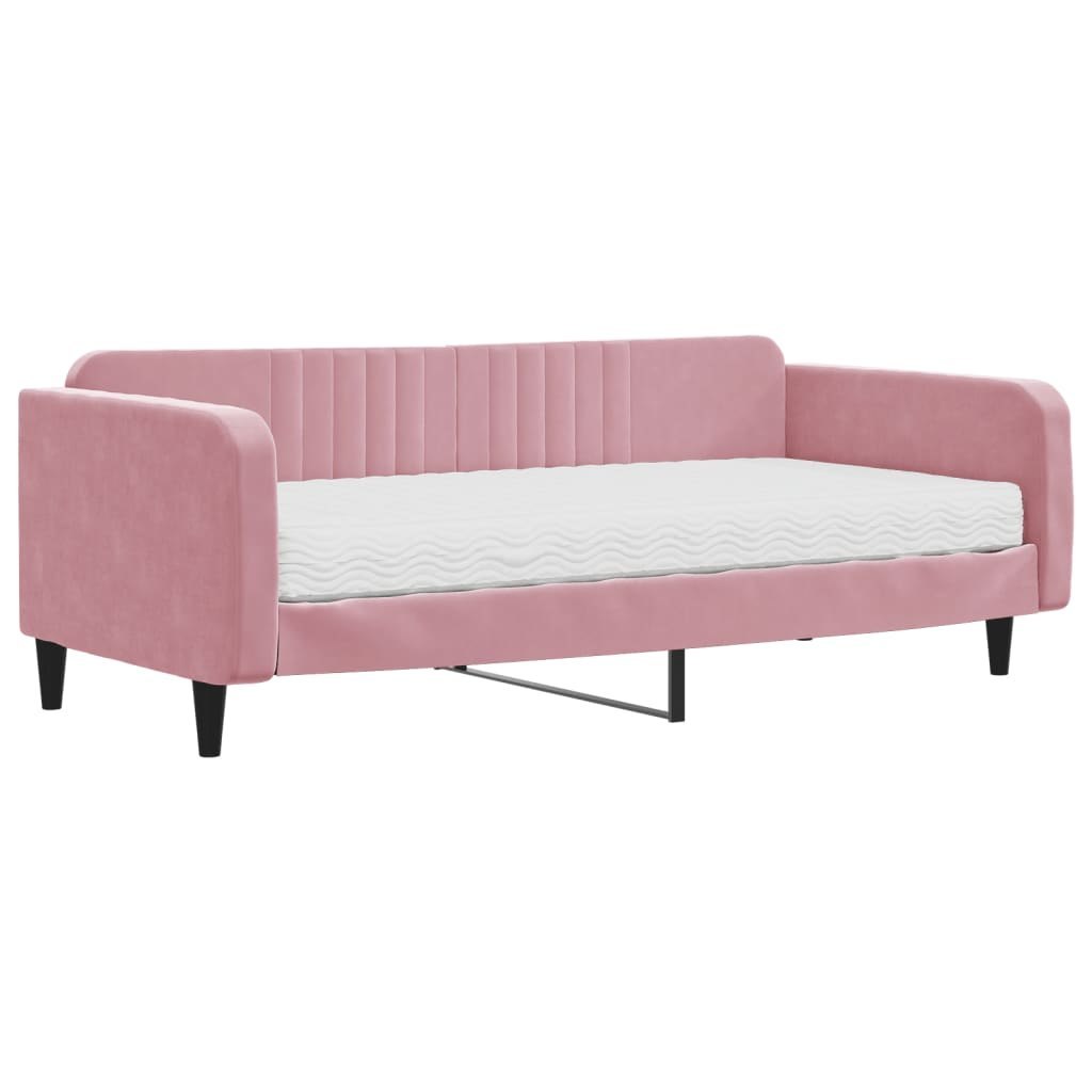 Sofa z materacem do spania, różowa, 100x200 cm, aksamit Lumarko!