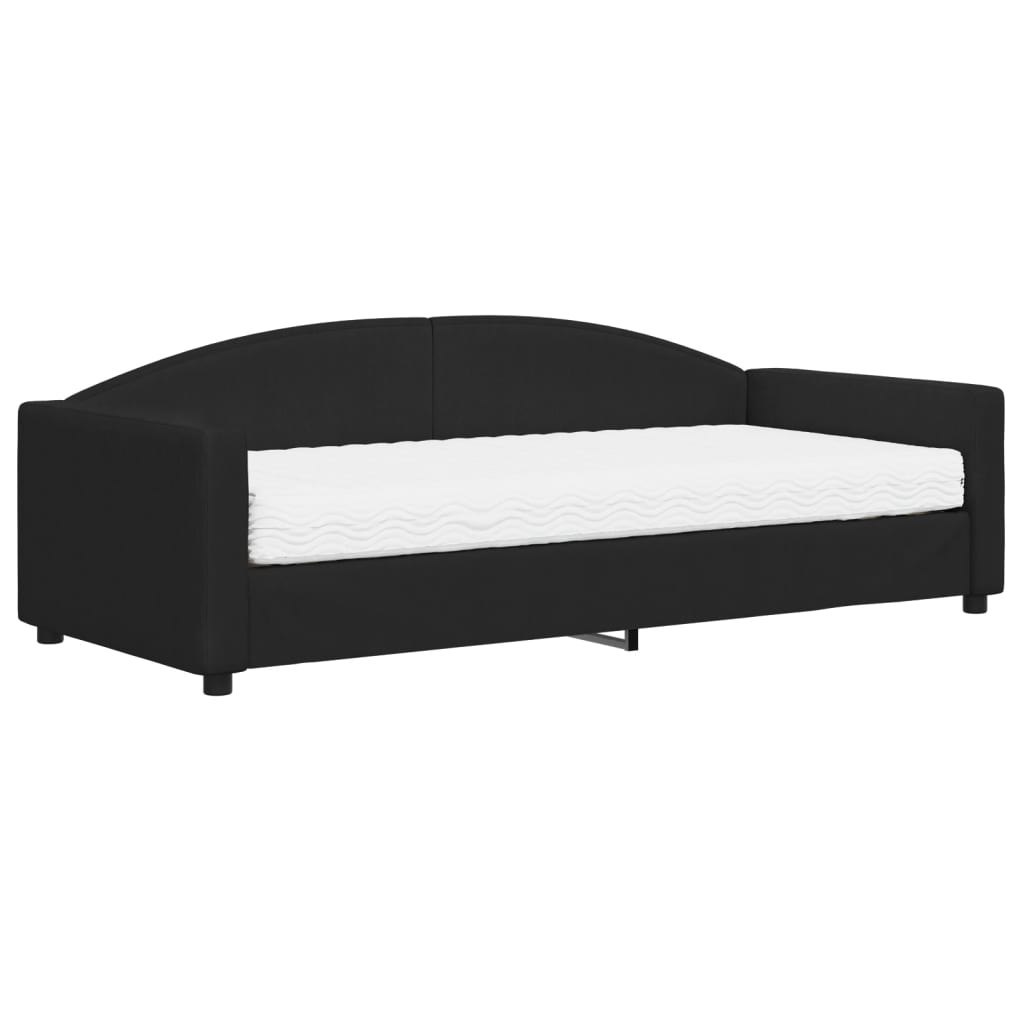 Sofa z materacem do spania, czarna, 90x200 cm, tkanina Lumarko!