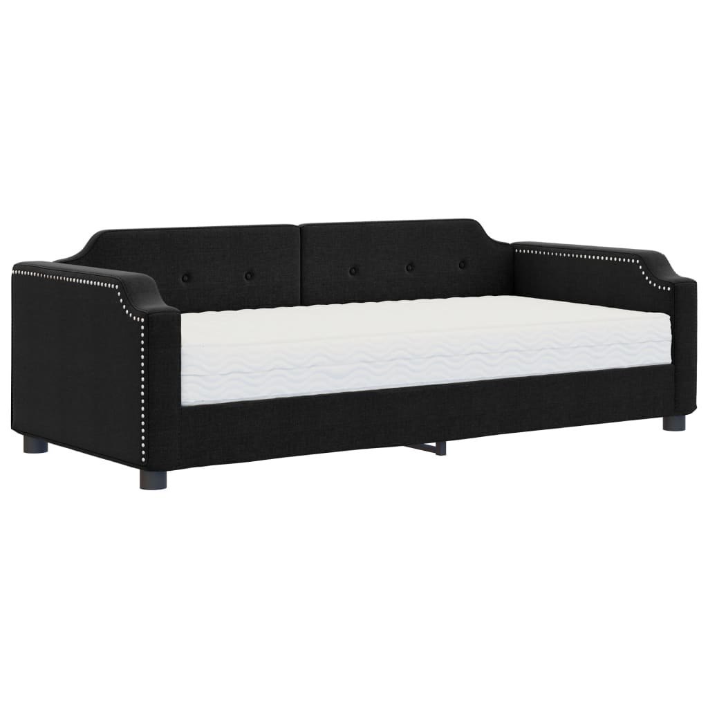 Sofa z materacem do spania, czarna, 100x200 cm, tkanina Lumarko!