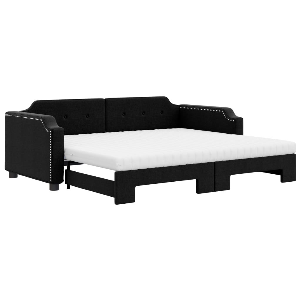 Sofa rozsuwana z materacami, czarna, 100x200 cm, tkanina Lumarko!