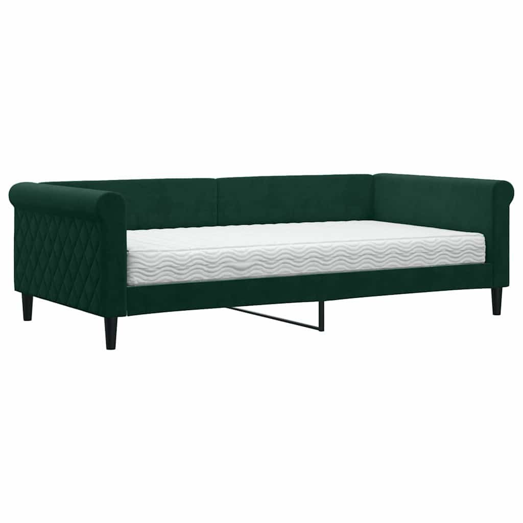 Sofa z materacem do spania, ciemnozielona, 100x200 cm, aksamit Lumarko!