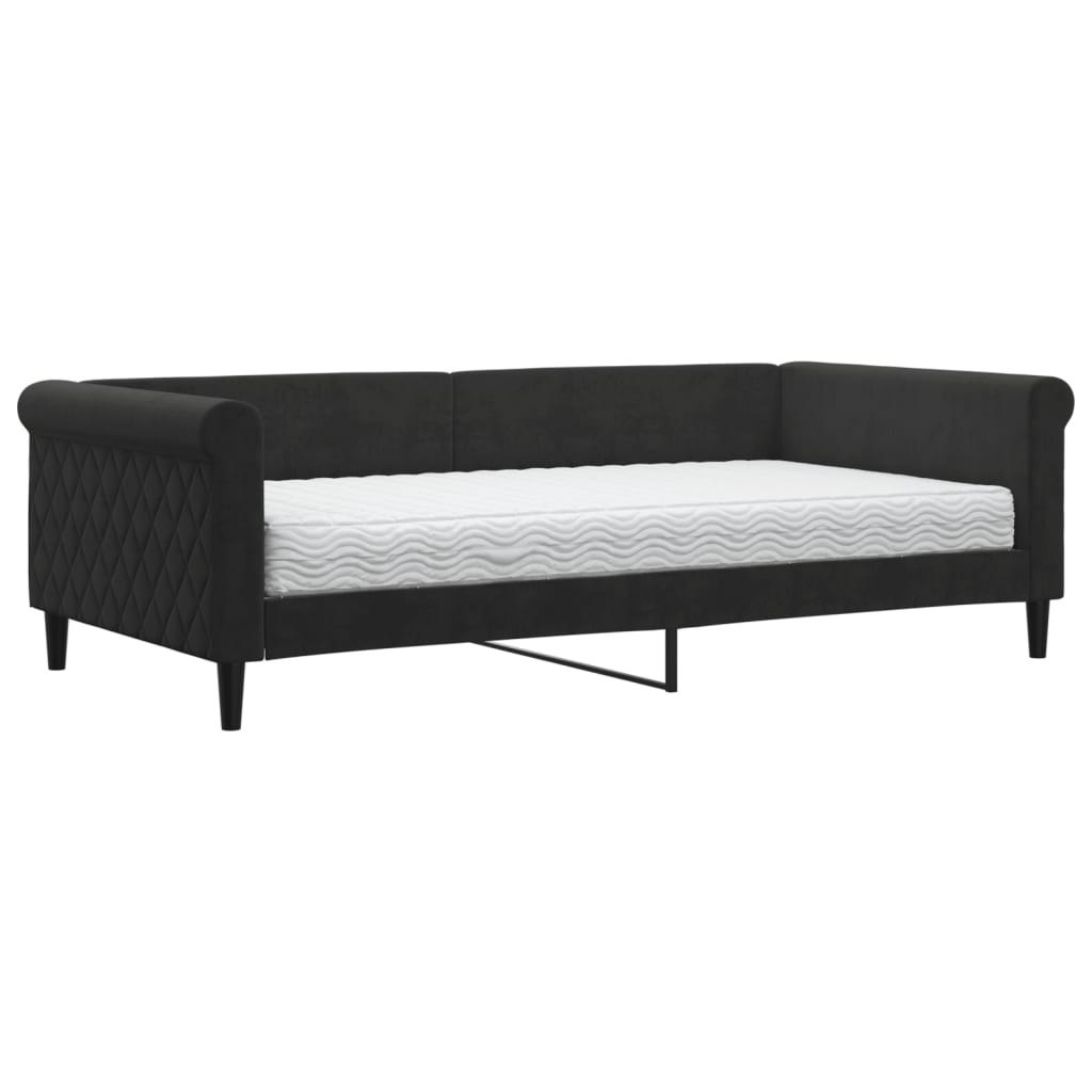 Sofa z materacem do spania, czarna, 100x200 cm, aksamit Lumarko!