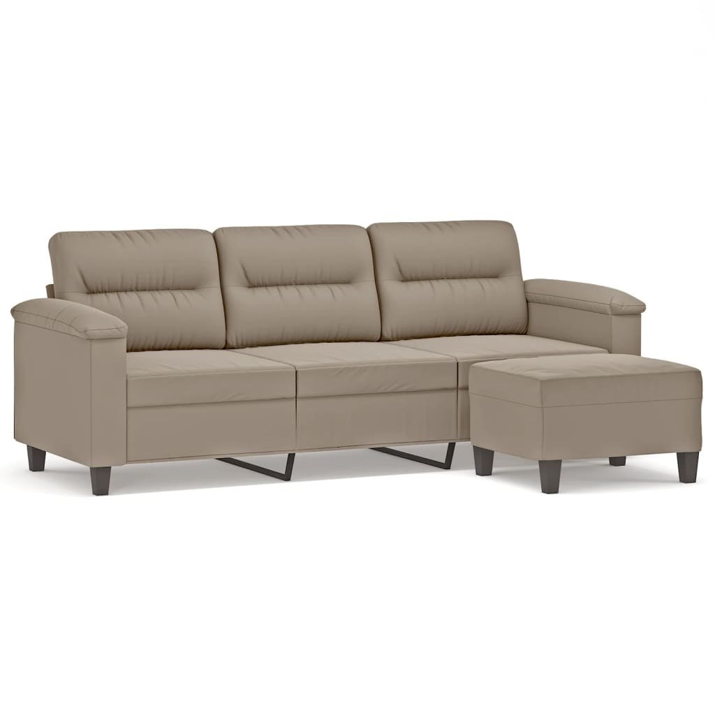 3-os. sofa z podnóżkiem, taupe, 180 cm, obita mikrofibrą Lumarko!