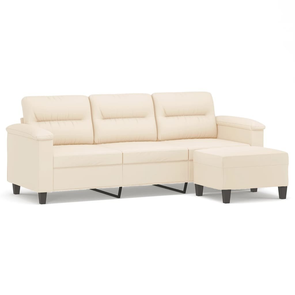 3-os. sofa z podnóżkiem, beżowa, 180 cm, obita mikrofibrą Lumarko!