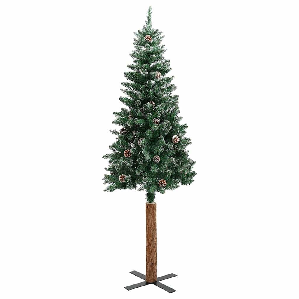Smukła choinka z drewnem i śniegiem, zielona, 150 cm Lumarko!