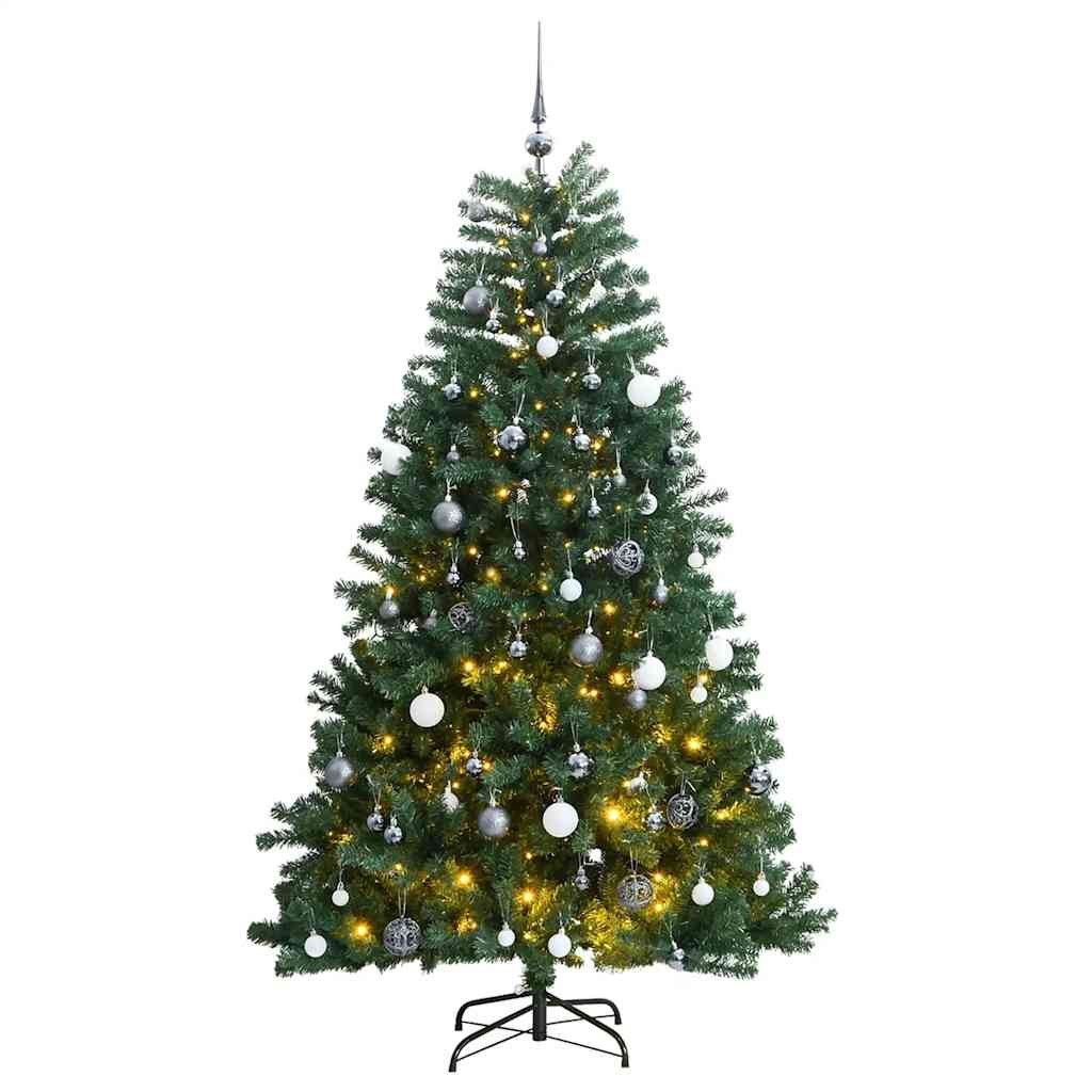 Sztuczna choinka na zawiasach, 300 lampek LED i bombki, 210 cm Lumarko!