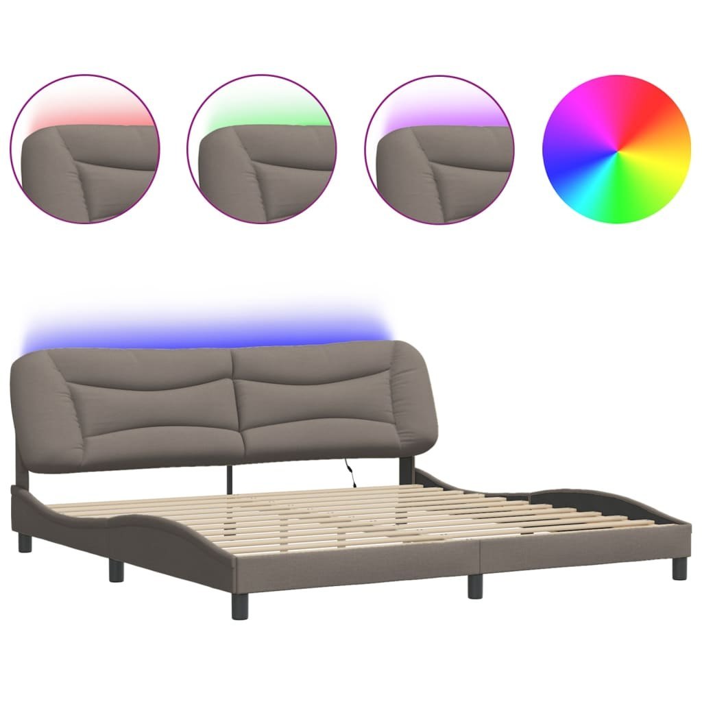 Rama łóżka z LED bez materaca Hvar Taupe 200x200 cm Tkanina Lumarko!