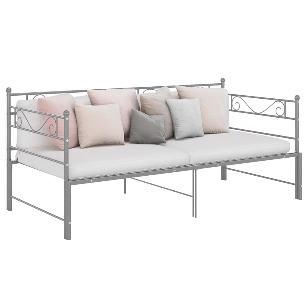 Sofa z wysuwaną ramą łóżka, szara, metalowa, 90x200 cm Lumarko!