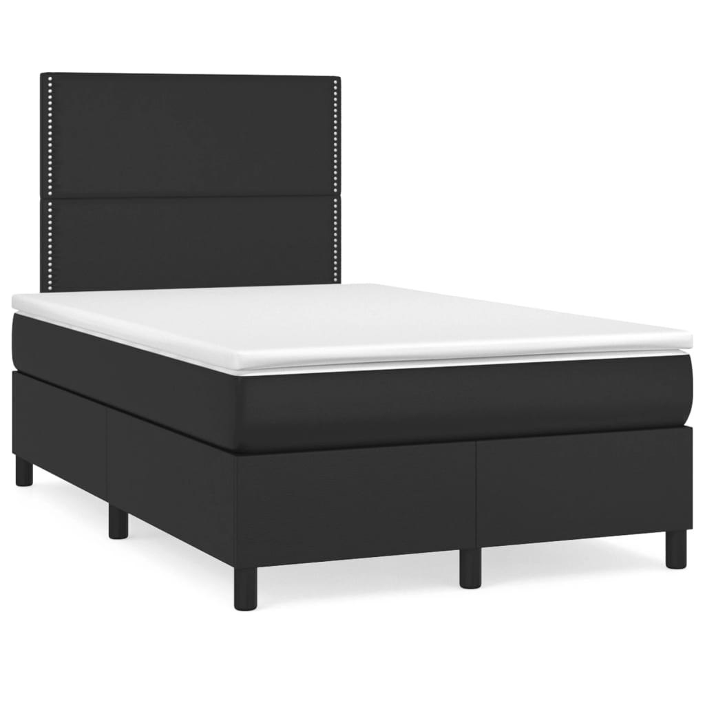 Łóżko kontynentalne z materacem i LED, czarne, 120x190 cm Lumarko!