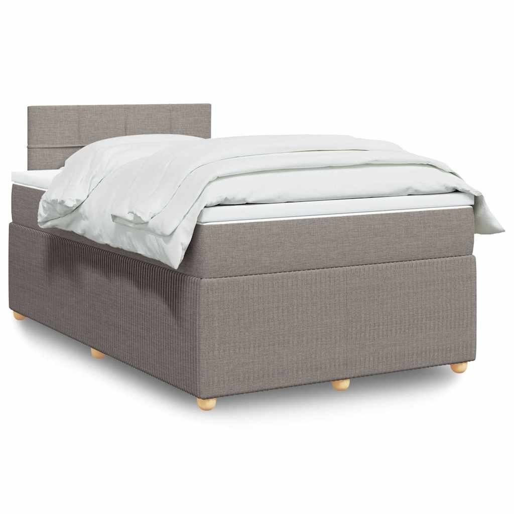 Łóżko kontynentalne z materacem, taupe, 120x190 cm, tkanina Lumarko!