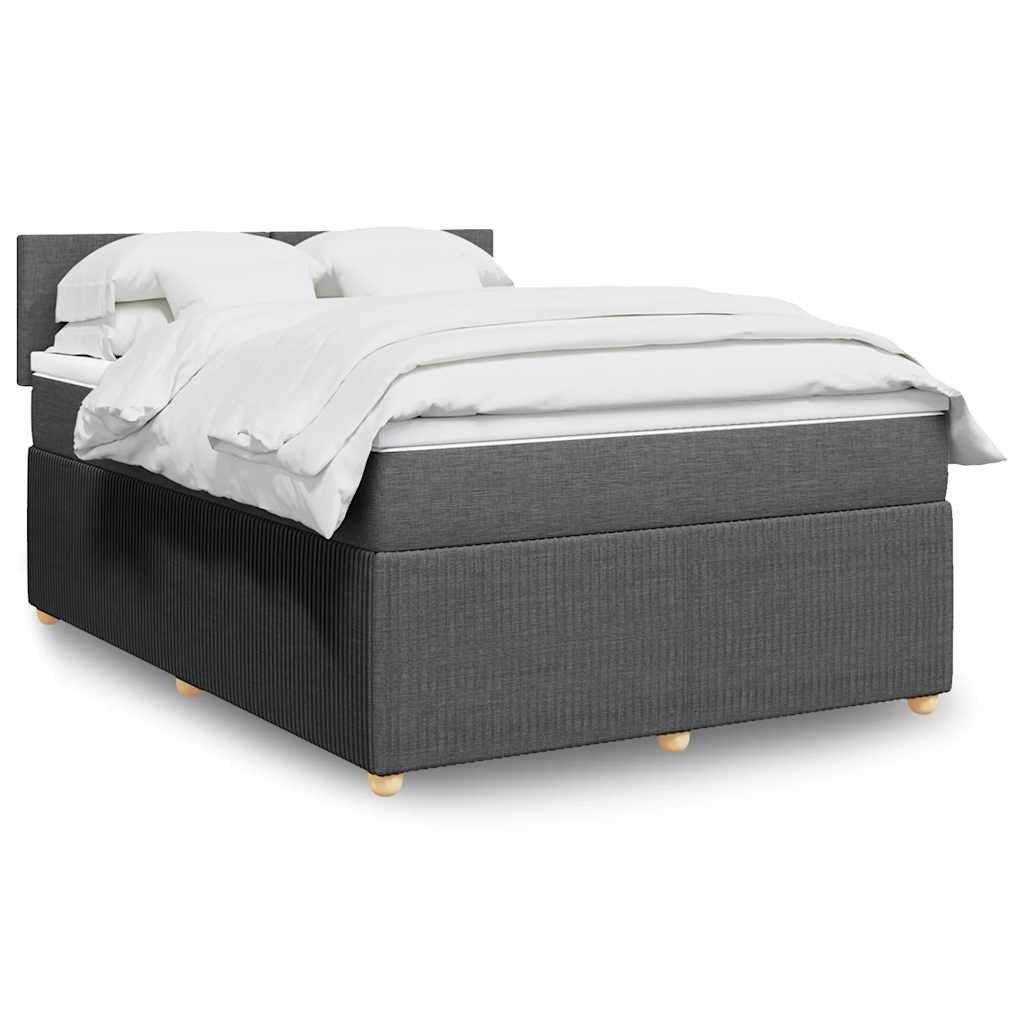 Łóżko kontynentalne z materacem, ciemnoszara tkanina 140x190 cm Lumarko!