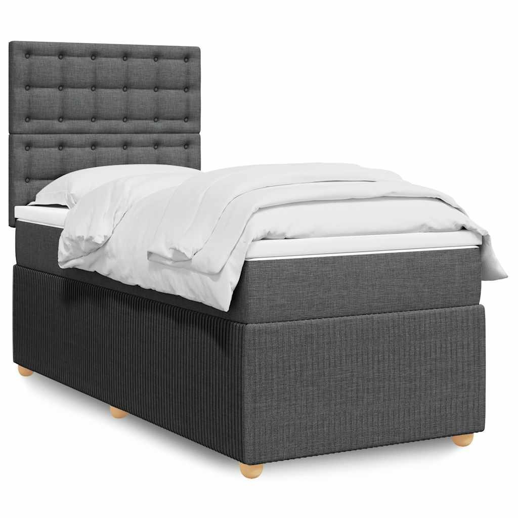 Łóżko kontynentalne z materacem, ciemnoszara tkanina 80x200 cm Lumarko!