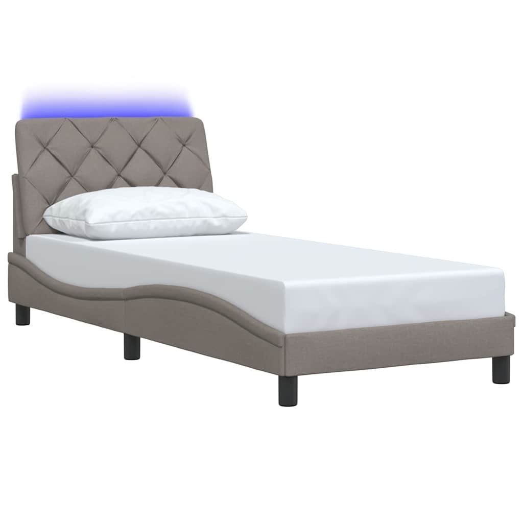 Rama łóżka z LED bez materaca Taupe 90x200 cm Tkanina Lumarko!