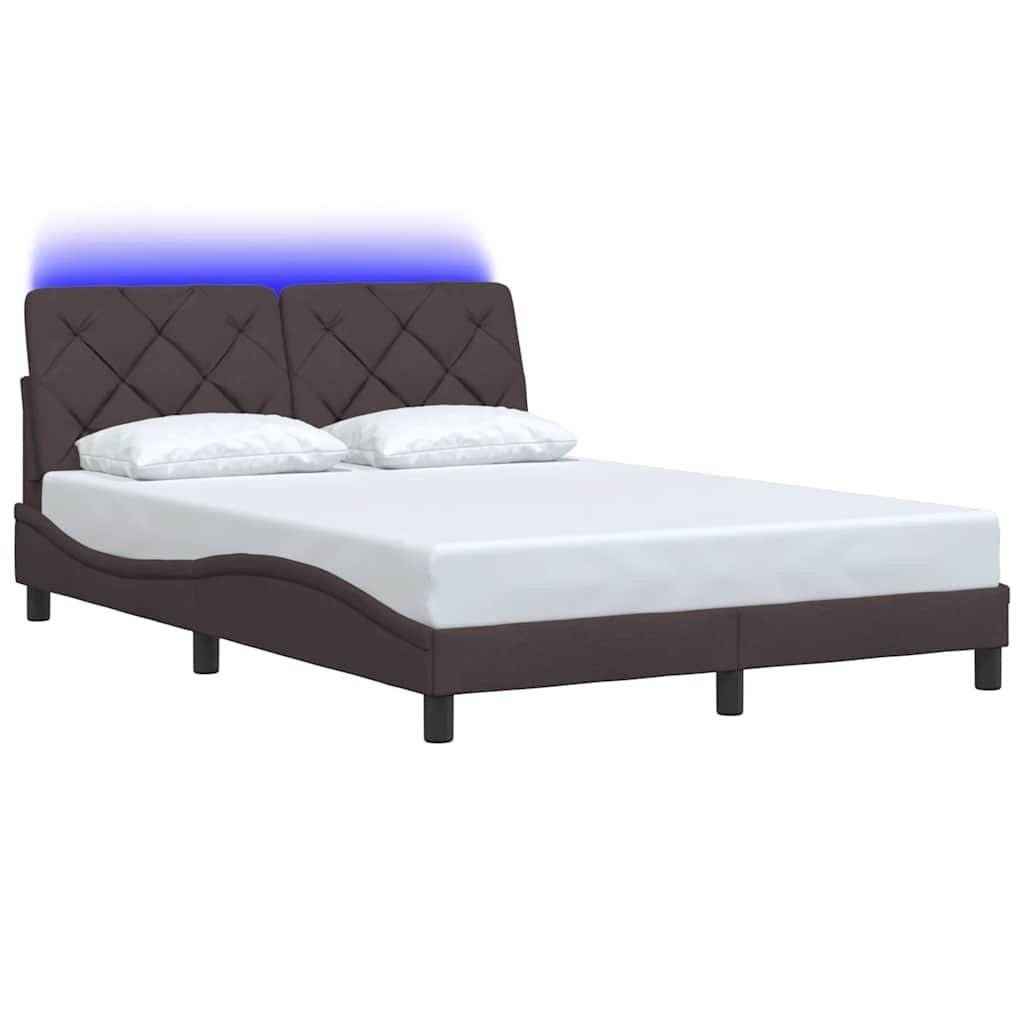 Rama łóżka z LED bez materaca Ciemny brąz 140x190 cm Tkanina Lumarko!