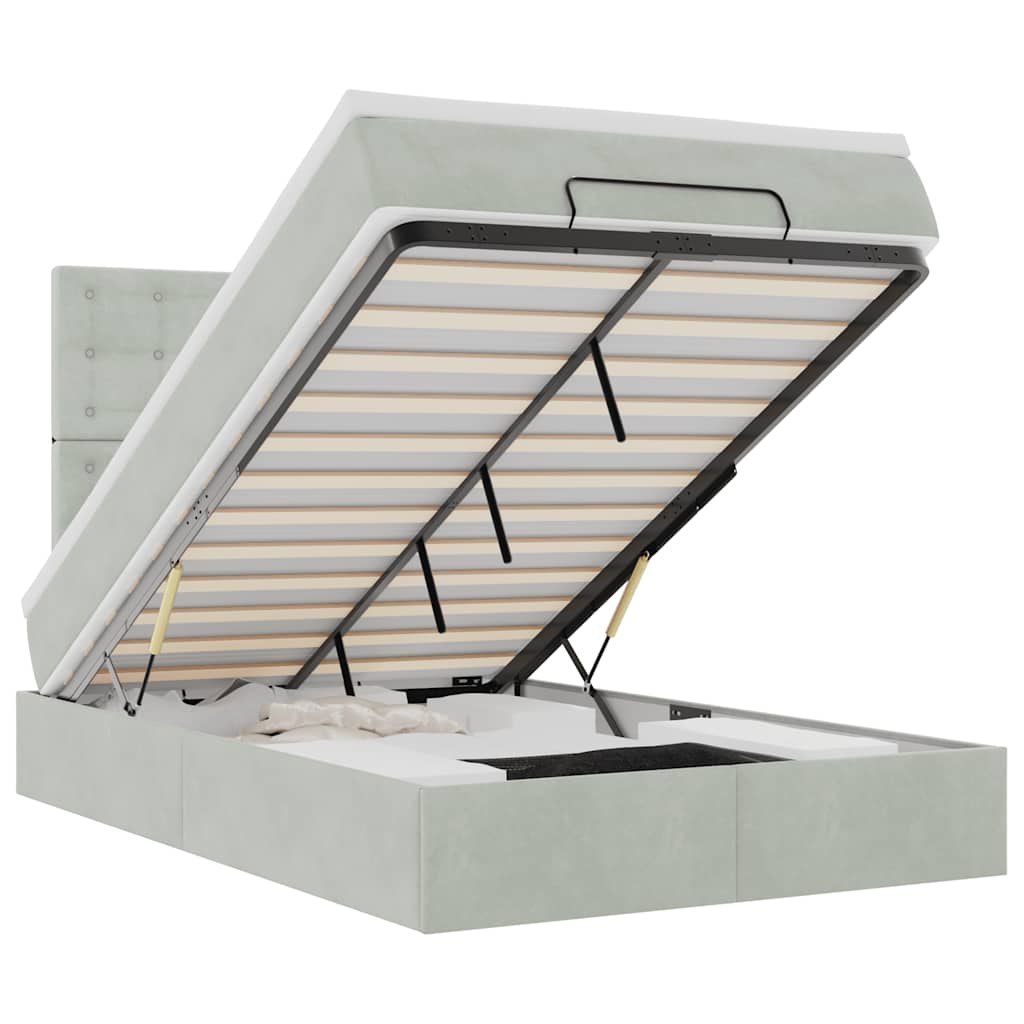 Rama łóżka otomana z materacami, szara, 120x200 cm, aksamit Lumarko!