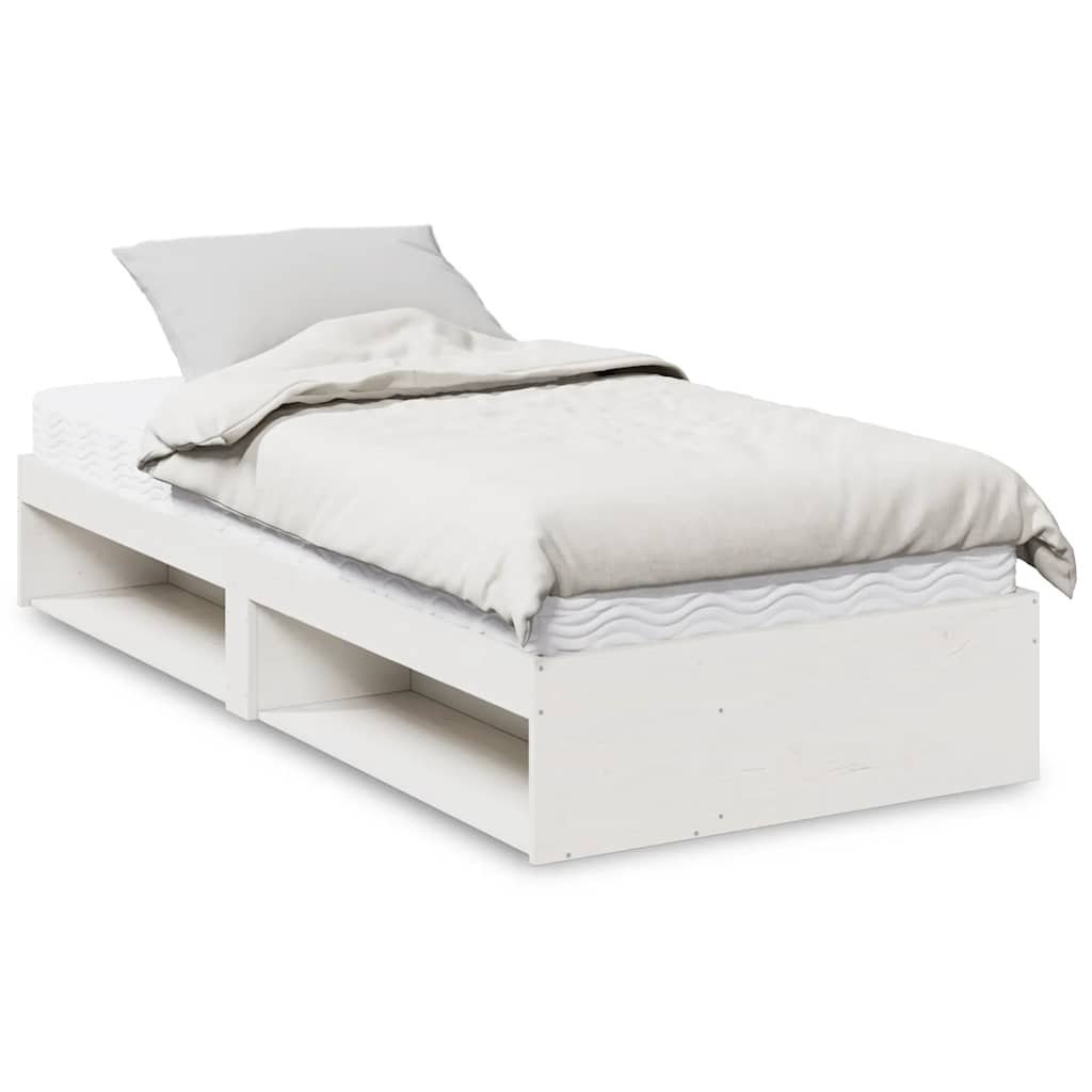 Łóżko dzienne z materacem białe 100x200 cm lite drewno sosnowe Lumarko!