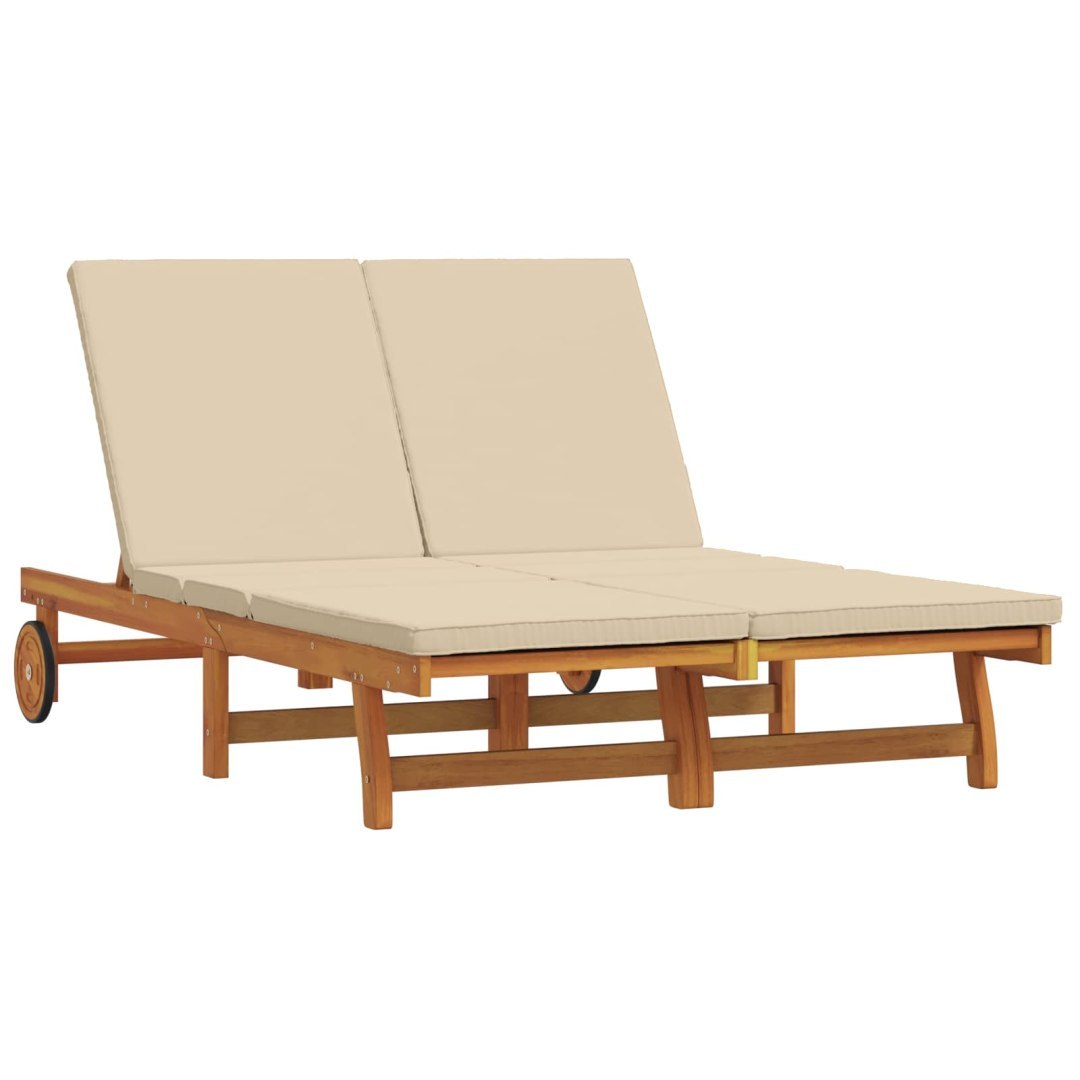 Leżak 2-osoba Brązowy 63 x 199 x 85 cm Lite Drewno Akacji Lumarko!