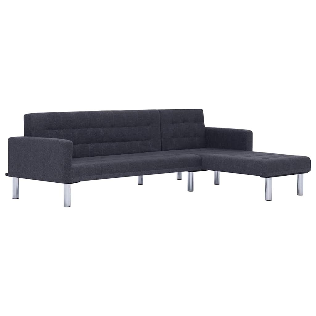 Sofa w kształcie litery L z funkcją spania Ciemnoszary poliester