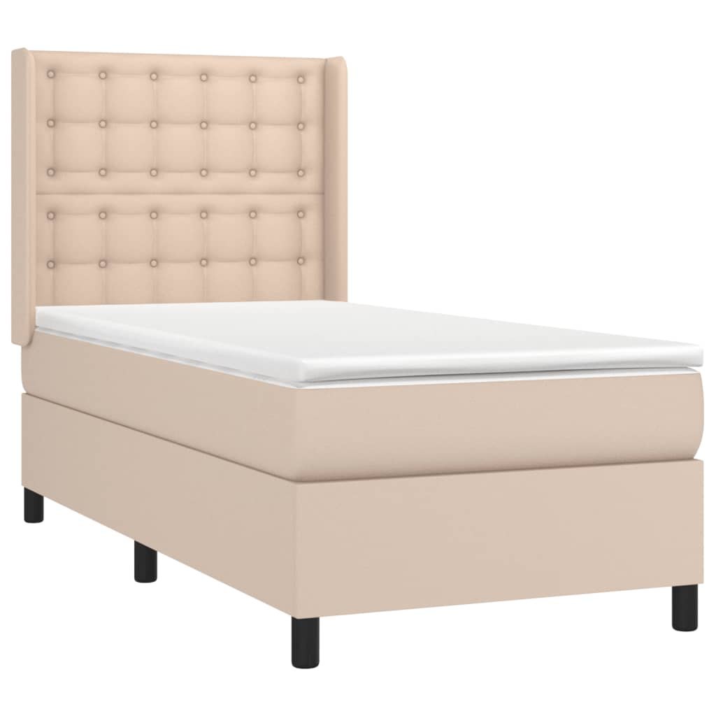 Łóżko kontynentalne, materac i LED cappuccino 100x200 cm