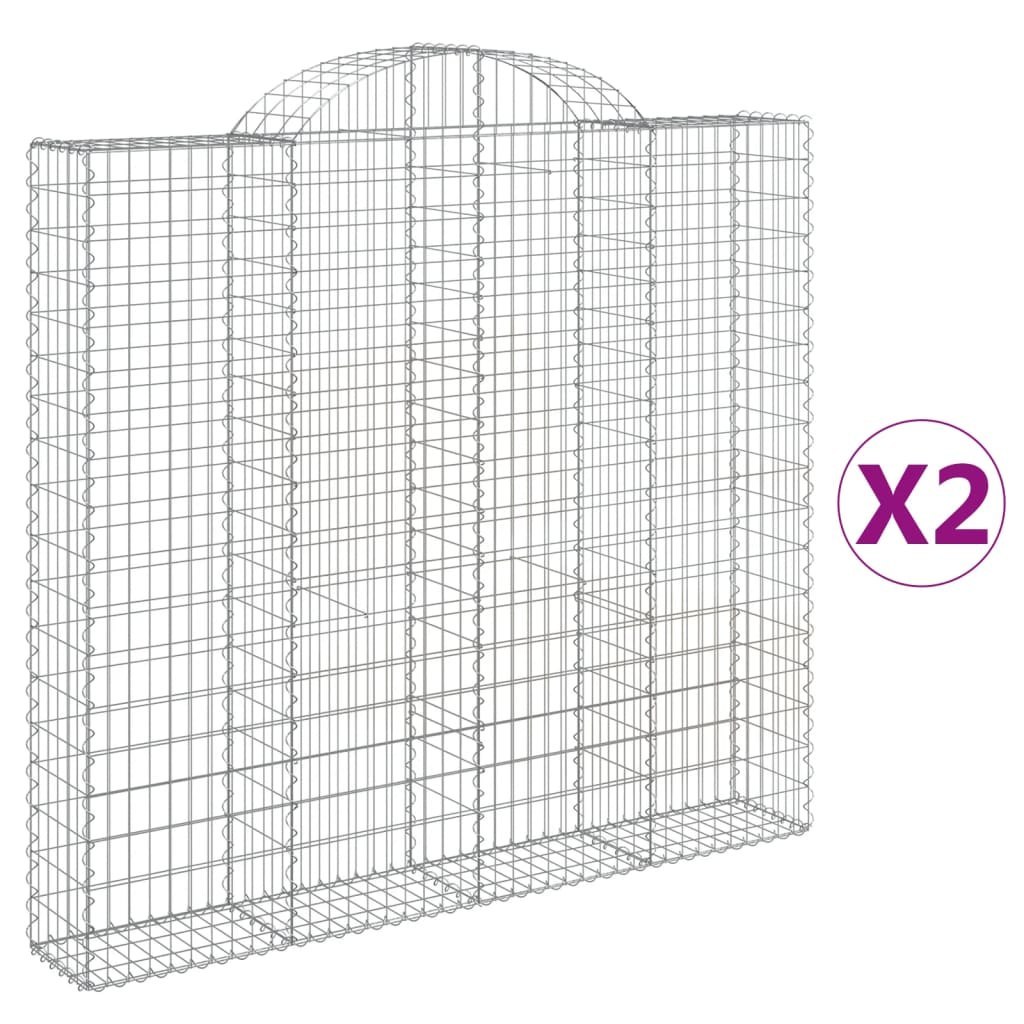 Kosze gabionowe, 2 szt, 200x30x180/200 cm, galwanizowane żelazo