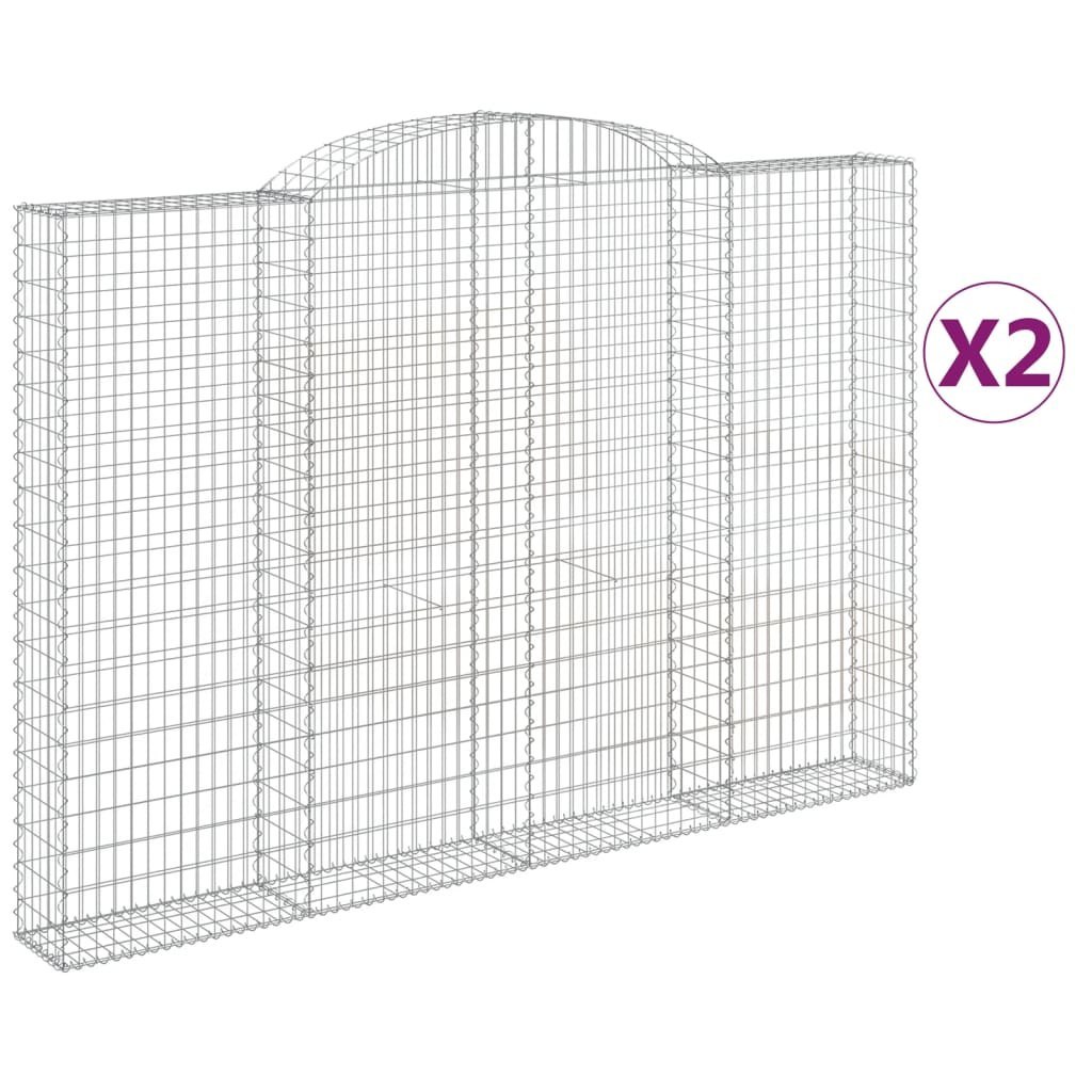 Kosze gabionowe, 2 szt, 300x30x200/220 cm, galwanizowane żelazo