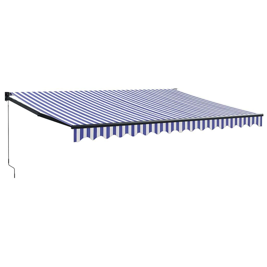 Zwijana markiza, niebiesko-biała, 4x3 m, tkanina i aluminium