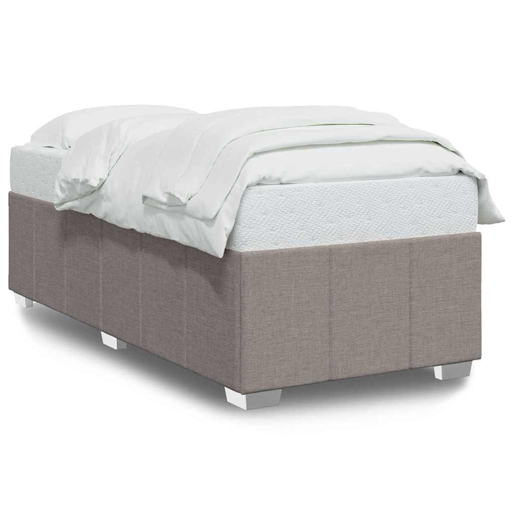 Rama łóżka bez materaca, taupe, 100x200 cm, obita tkaniną
