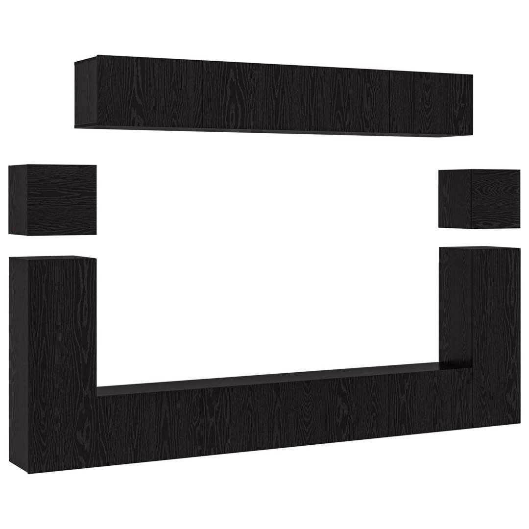 Zestaw szafek RTV 8 pcs Czarny Dąb Materiał drewnopochodny