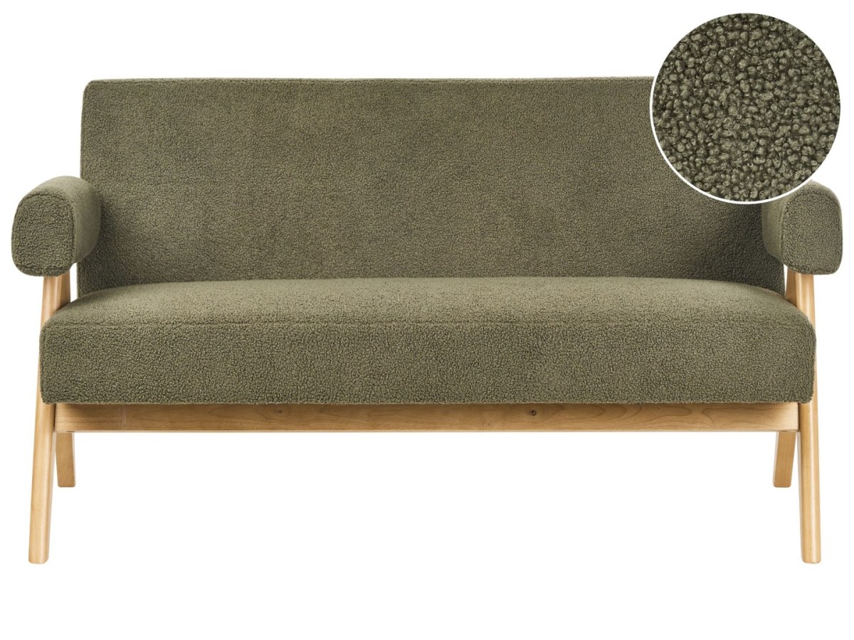 Sofa dla 2 osób TAMRE Boucle Zielony/ jasny brąz