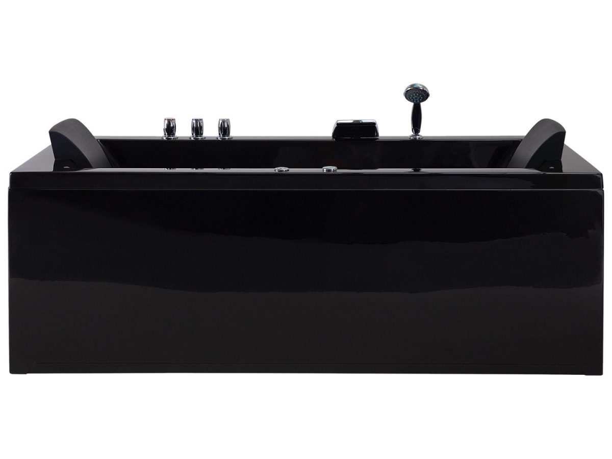 Wanna narożna z hydromasażem LED VARADERO Prawostronny 183 x 90 cm Czarny