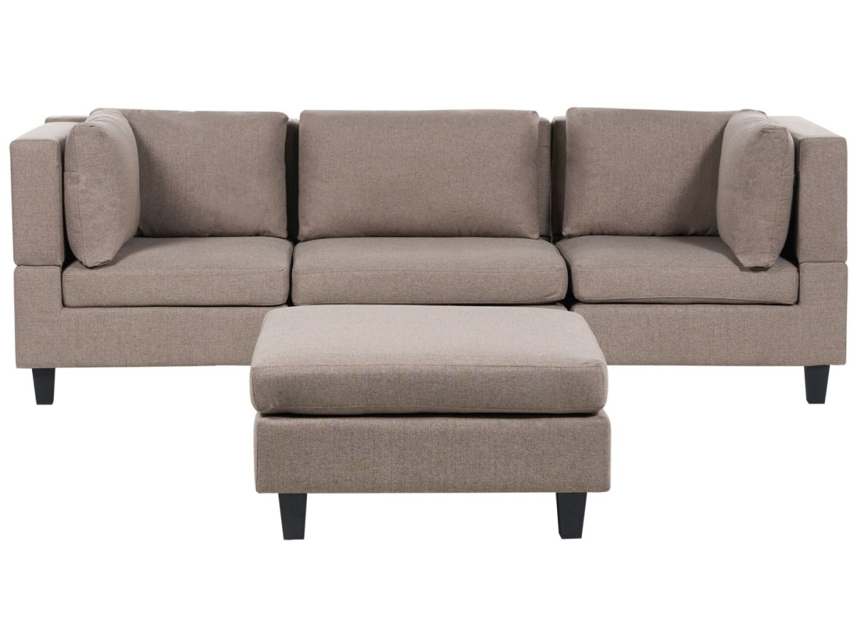 Sofa modułowa dla 3 osób Brązowy z otomaną