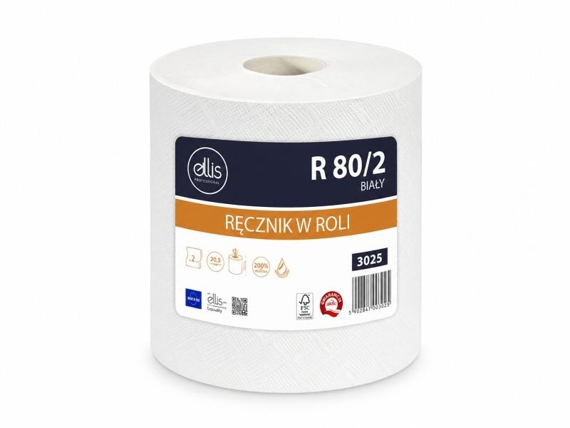 Ellis Ręcznik W Roli R80/2 Biały 2 Warstwowy Celuloza 3025...