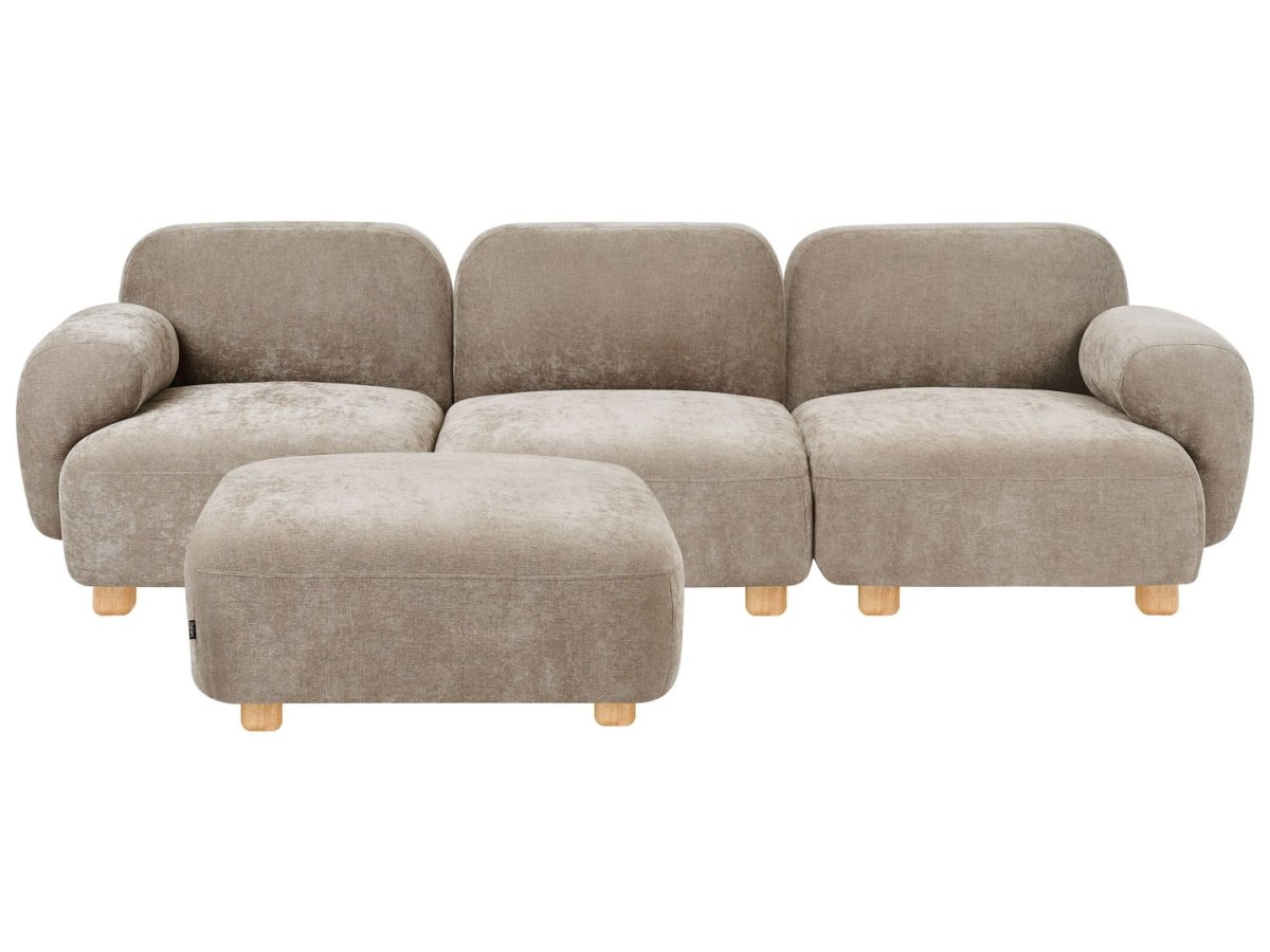 Sofa modułowa dla 3 osób Beżowy z otomaną