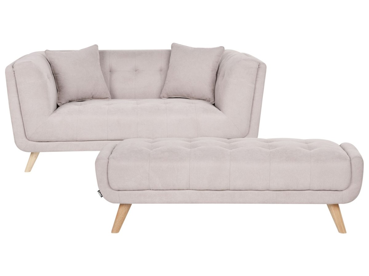 Sofa dla 2 osób HABO Beżowoszary z otomaną