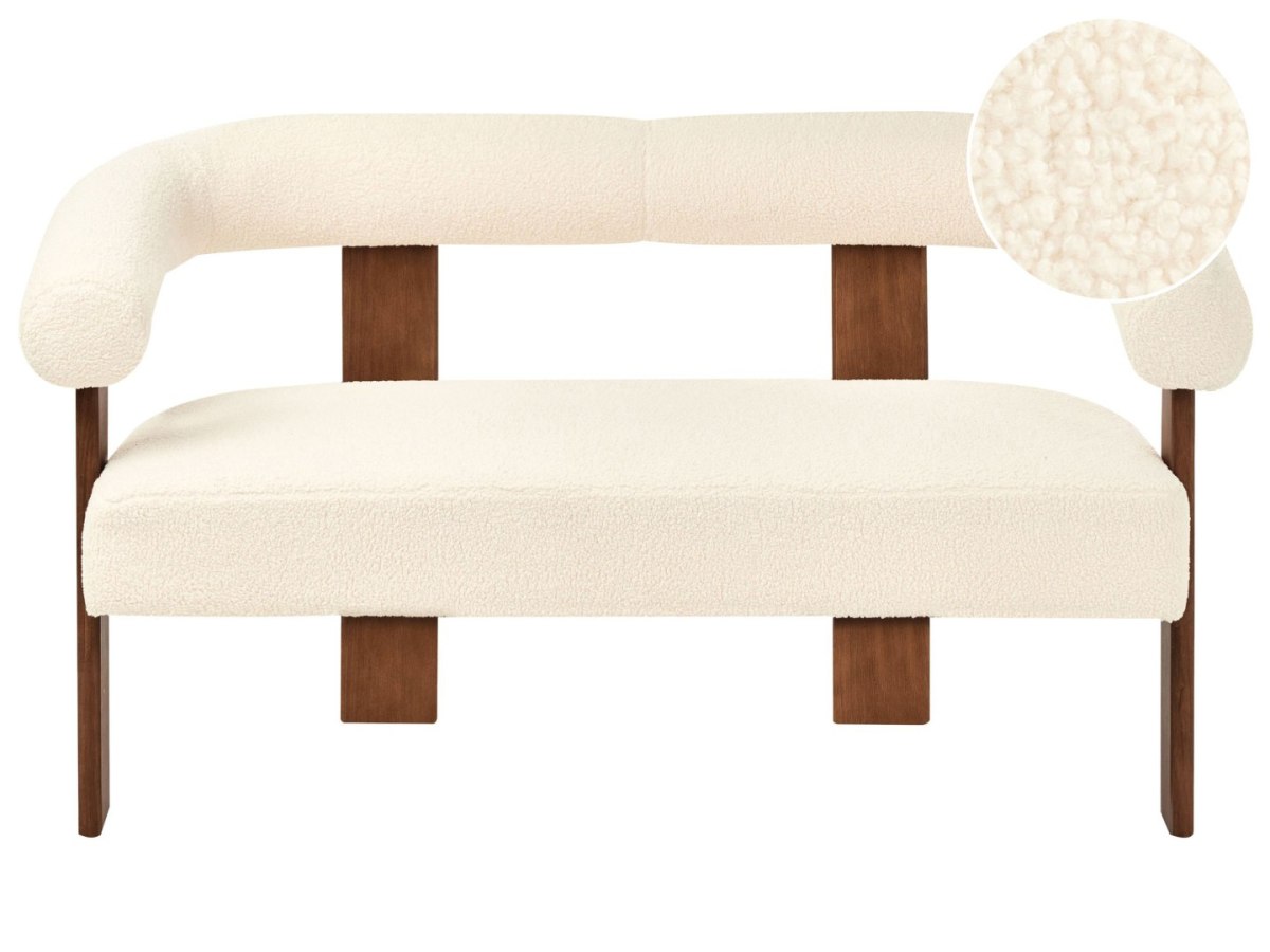 Sofa dla 2 osób ILBRO Boucle Złamana biel/ ciemny brąz