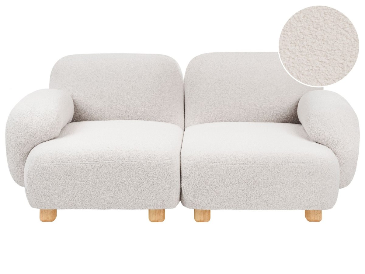 Sofa modułowa dla 2 osób Złamana biel Boucle