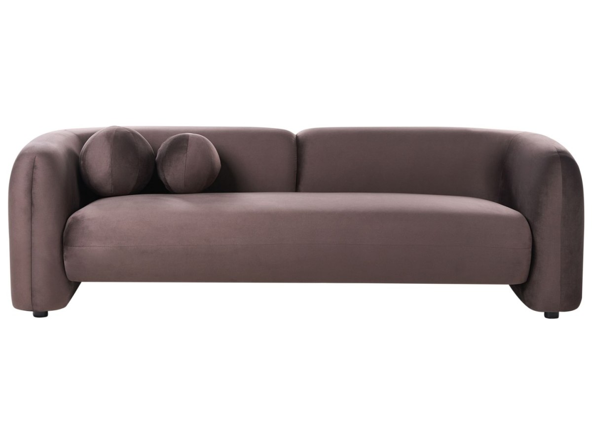 Sofa dla 3 osób Welur Ciemnobrązowy