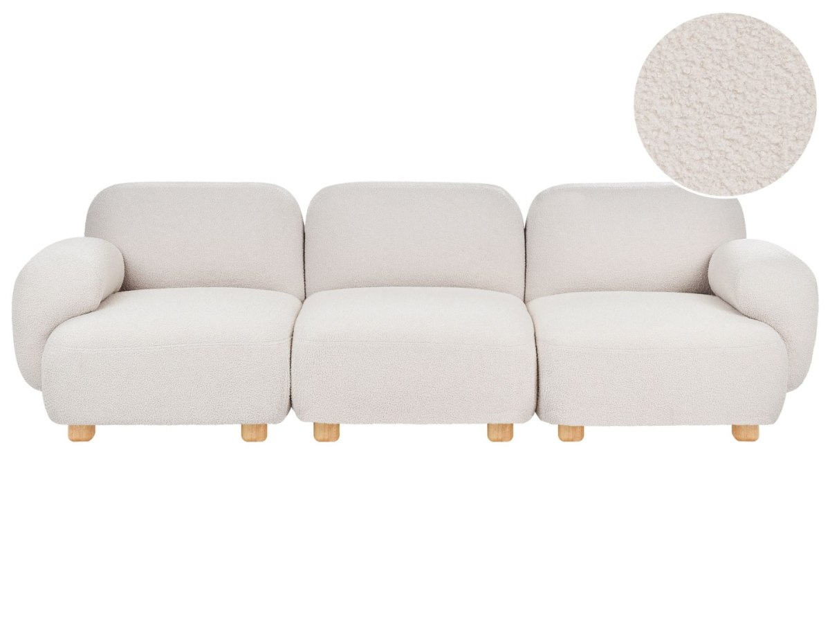 Sofa modułowa dla 3 osób Złamana biel Boucle