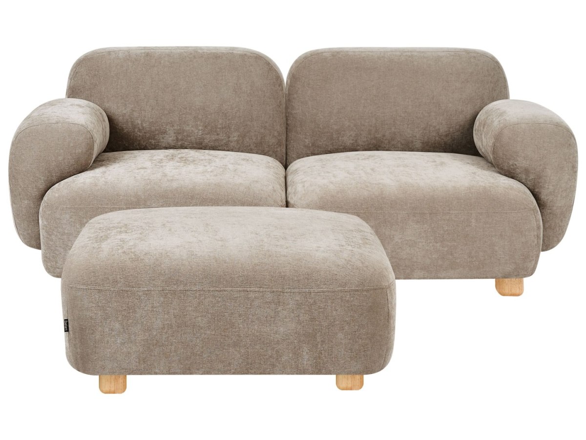 Sofa modułowa dla 2 osób Beżowy z otomaną