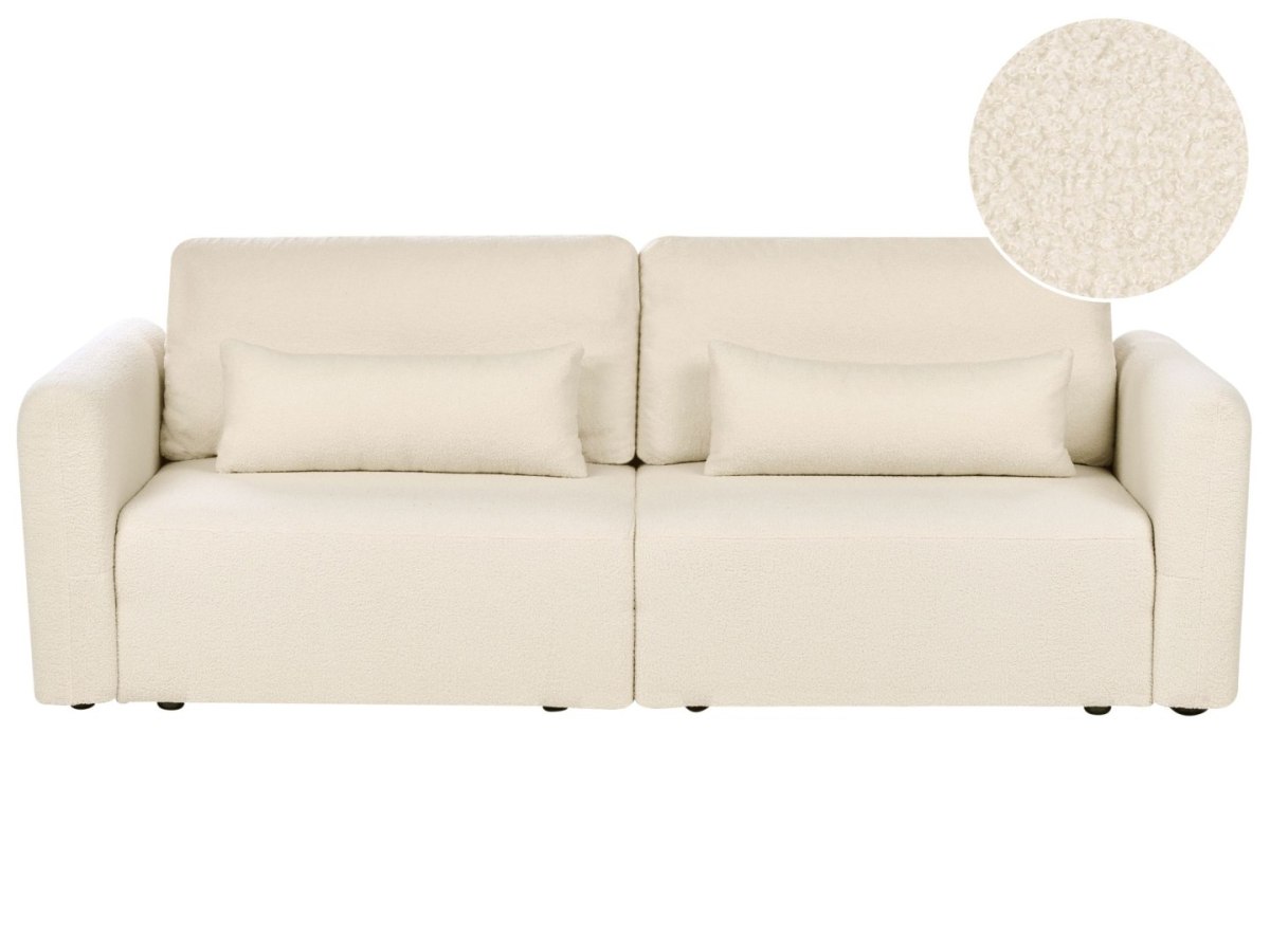 Sofa rozkładana dla 3 osób VAXHOLM Boucle Złamana biel ze schowkiem